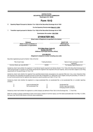 Miniature 374Water 10-Q Rapport trimestriel 2024 