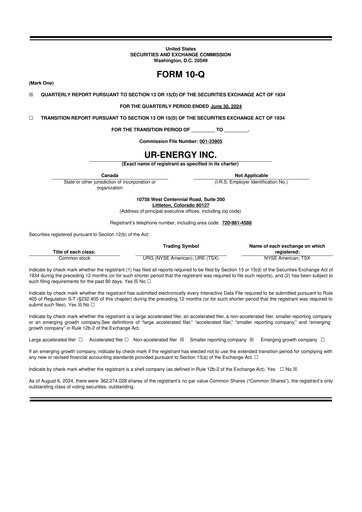 Thumbnail Ur-Energy 10-Q Quarterly Report FY2024 