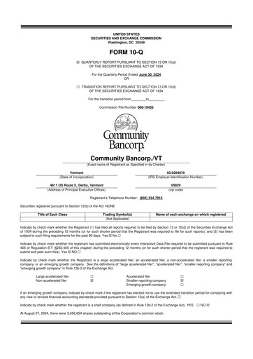 Thumbnail Community Bancorp 10-Q Quarterly Report FY2024 
