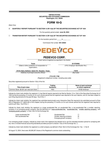 Thumbnail PEDEVCO
 10-Q Quarterly Report FY2024 
