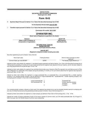 Miniature 374Water 10-Q Rapport trimestriel 2024 