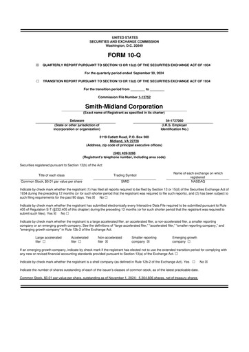 Thumbnail Smith-Midland Corporation 10-Q Quarterly Report FY2024 