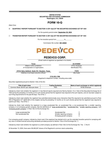 Thumbnail PEDEVCO
 10-Q Quarterly Report FY2024 