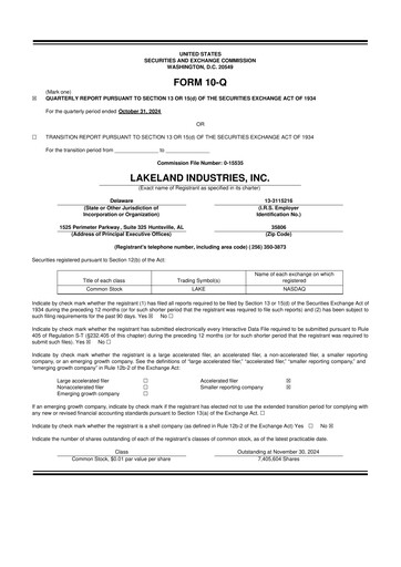 Thumbnail Lakeland Industries
 10-Q Quarterly Report FY2025 