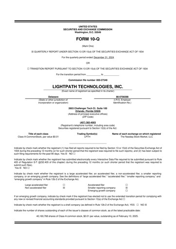 Vorschaubild LightPath Technologies 10-Q Quartalsbericht 2025 
