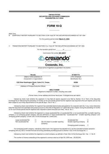 Thumbnail Crexendo 10-Q Quarterly Report FY2025 