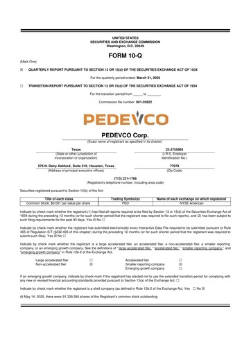 Thumbnail PEDEVCO
 10-Q Quarterly Report FY2025 
