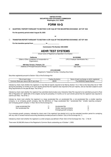 Thumbnail Aehr Test Systems 10-Q Quarterly Report FY2026 