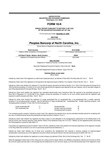 Thumbnail Peoples Bancorp of North Carolina 10-K Annual Report 2025