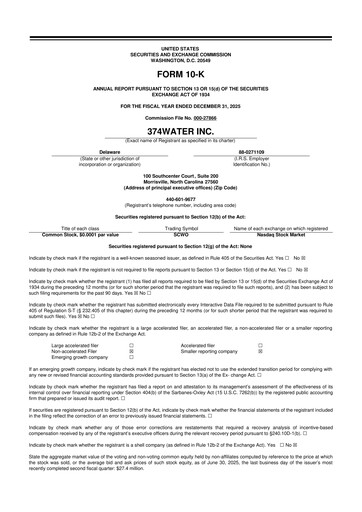 Miniature 374Water 10-K Rapport annuel 2025