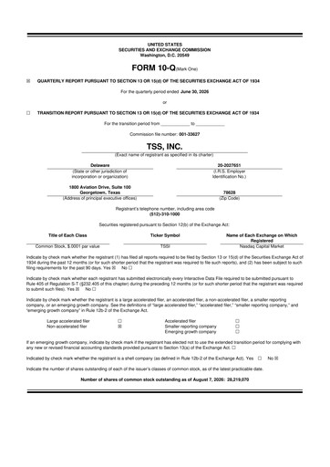 Thumbnail TSS, Inc. 10-Q Quarterly Report FY2026 