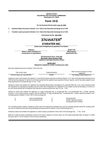 Thumbnail 374Water 10-Q Quarterly Report FY2026 