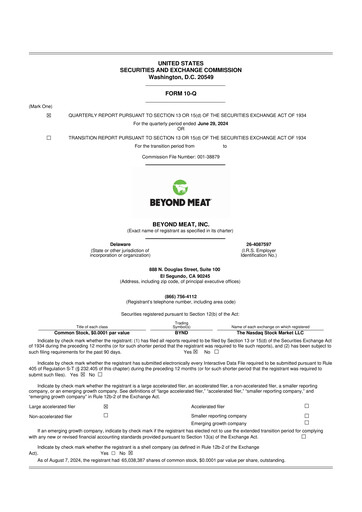 Miniature Beyond Meat 10-Q Rapport trimestriel 2024 