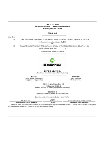 Miniature Beyond Meat 10-Q Rapport trimestriel 2025 