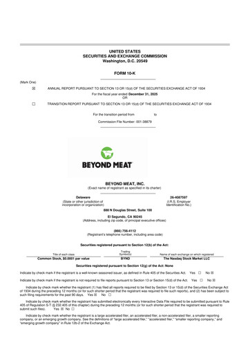 Thumbnail Beyond Meat 10-K Annual Report 