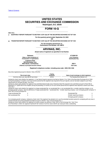 Thumbnail Arvinas 10-Q Quarterly Report FY 