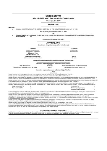 Thumbnail Arvinas 10-K Annual Report 2023