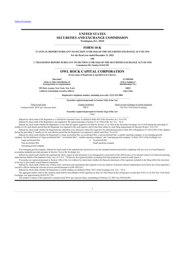 Miniature Blue Owl Capital Corporation 10-K Rapport annuel 2022