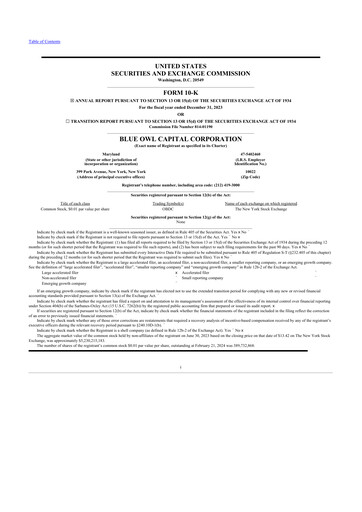Miniature Blue Owl Capital Corporation 10-K Rapport annuel 2023