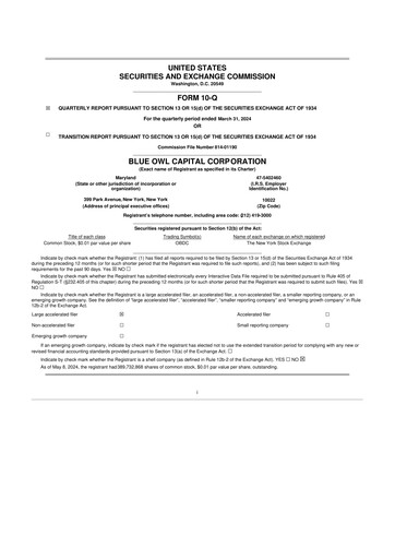 Thumbnail Blue Owl Capital Corporation 10-Q Quarterly Report FY2024 