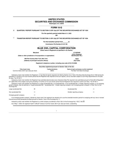 Thumbnail Blue Owl Capital Corporation 10-Q Quarterly Report FY2025 