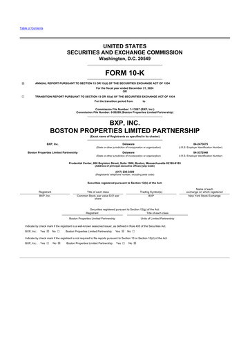 Thumbnail BXP, Inc.
 10-K Annual Report 