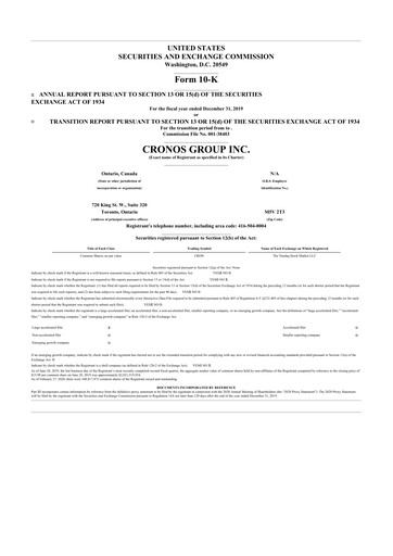 Thumbnail Cronos Group
 10-K Annual Report 