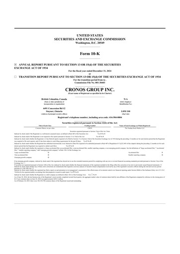 Thumbnail Cronos Group
 10-K Annual Report 2024