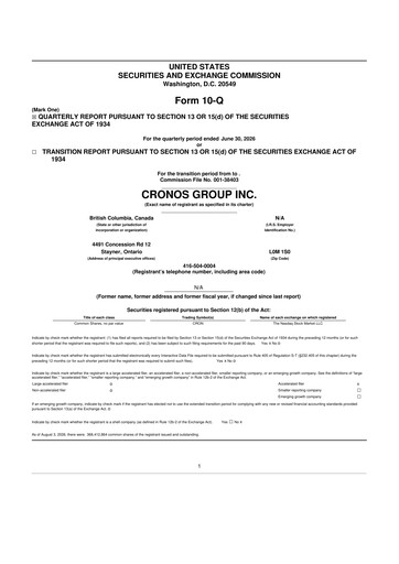 Thumbnail Cronos Group
 10-Q Quarterly Report FY2026 