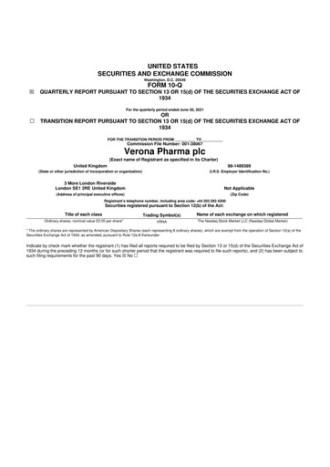 Thumbnail Verona Pharma 10-Q Quarterly Report FY2021 