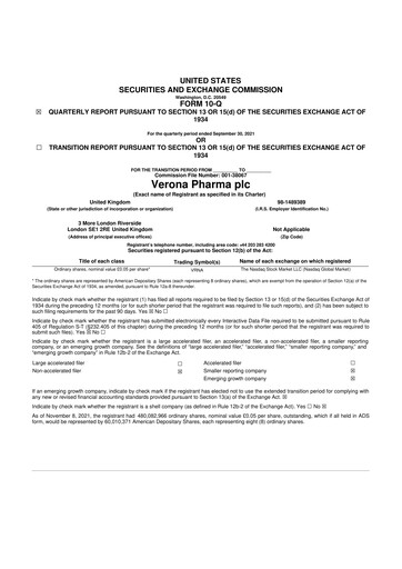 Thumbnail Verona Pharma 10-Q Quarterly Report FY2021 