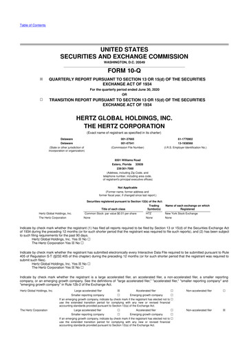 Thumbnail Hertz 10-Q Quarterly Report FY 