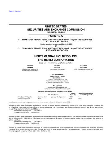 Thumbnail Hertz 10-Q Quarterly Report FY 