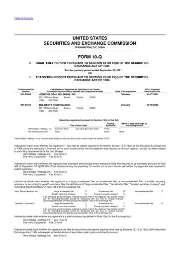 Thumbnail Hertz 10-Q Quarterly Report FY 