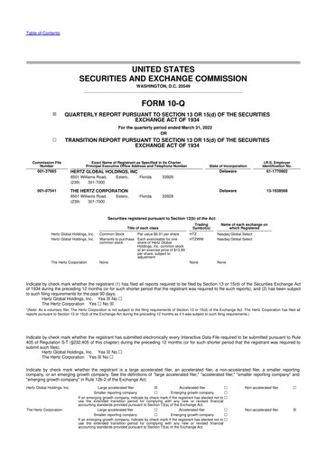 Thumbnail Hertz 10-Q Quarterly Report FY 