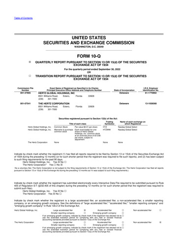 Thumbnail Hertz 10-Q Quarterly Report FY 