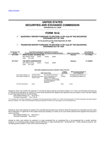 Thumbnail Hertz 10-Q Quarterly Report FY 