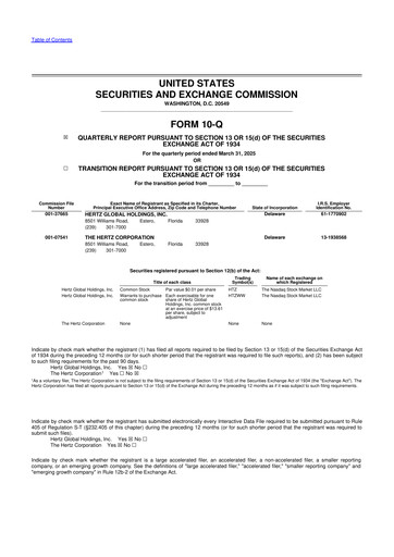 Thumbnail Hertz 10-Q Quarterly Report FY 