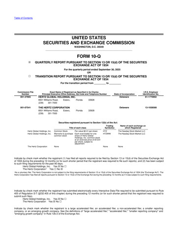 Thumbnail Hertz 10-Q Quarterly Report FY 