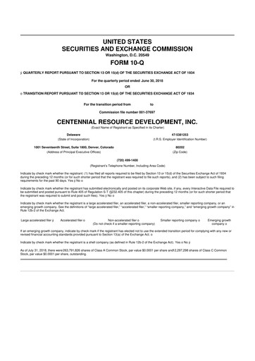 Miniature Permian Resources 10-Q Rapport trimestriel 2018 