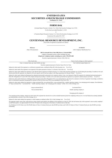 Thumbnail Permian Resources 10-K Annual Report 2018