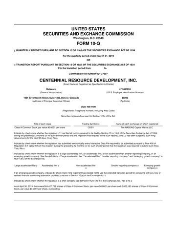 Miniature Permian Resources 10-Q Rapport trimestriel 2019 