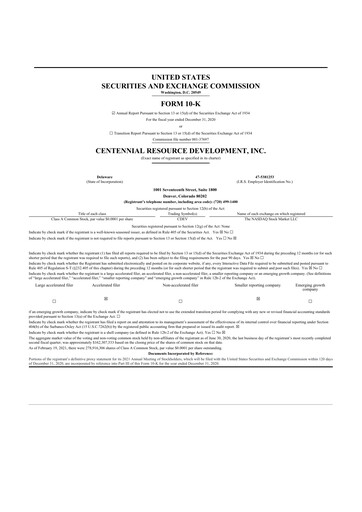 Thumbnail Permian Resources 10-K Annual Report 2020