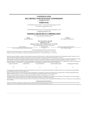 Thumbnail Permian Resources 10-K Annual Report 2022