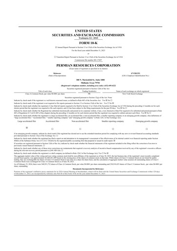 Thumbnail Permian Resources 10-K Annual Report 2023