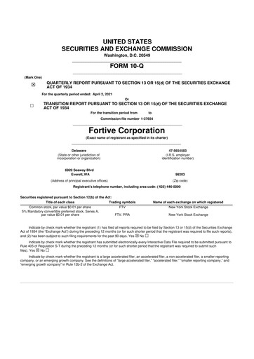 Thumbnail Fortive 10-Q Quarterly Report FY2021 