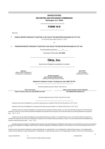 Thumbnail Okta 10-K Annual Report 2018