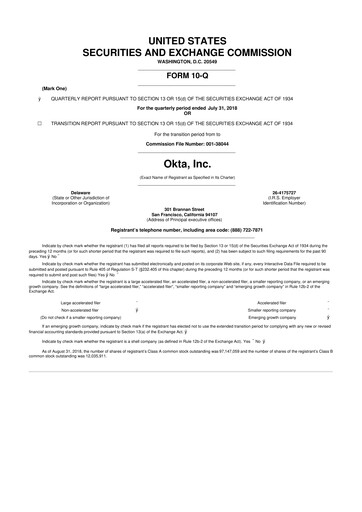 Thumbnail Okta 10-Q Quarterly Report FY2019 