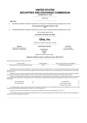 Thumbnail Okta 10-Q Quarterly Report FY2020 