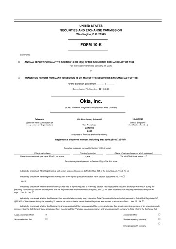 Thumbnail Okta 10-K Annual Report 2020